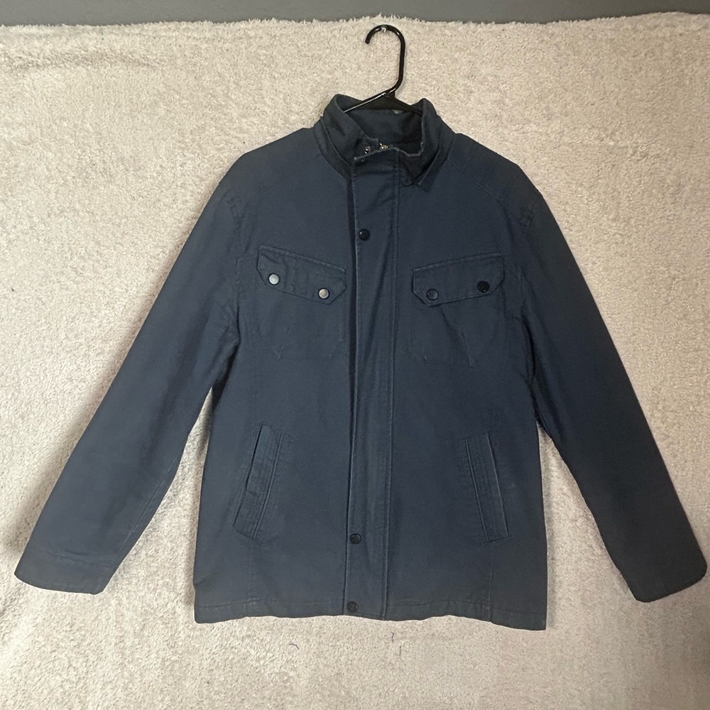 Wantdo Men's Heavy Casual Cotton Lined Jacket. Blue Size Medium. Preppy Casual